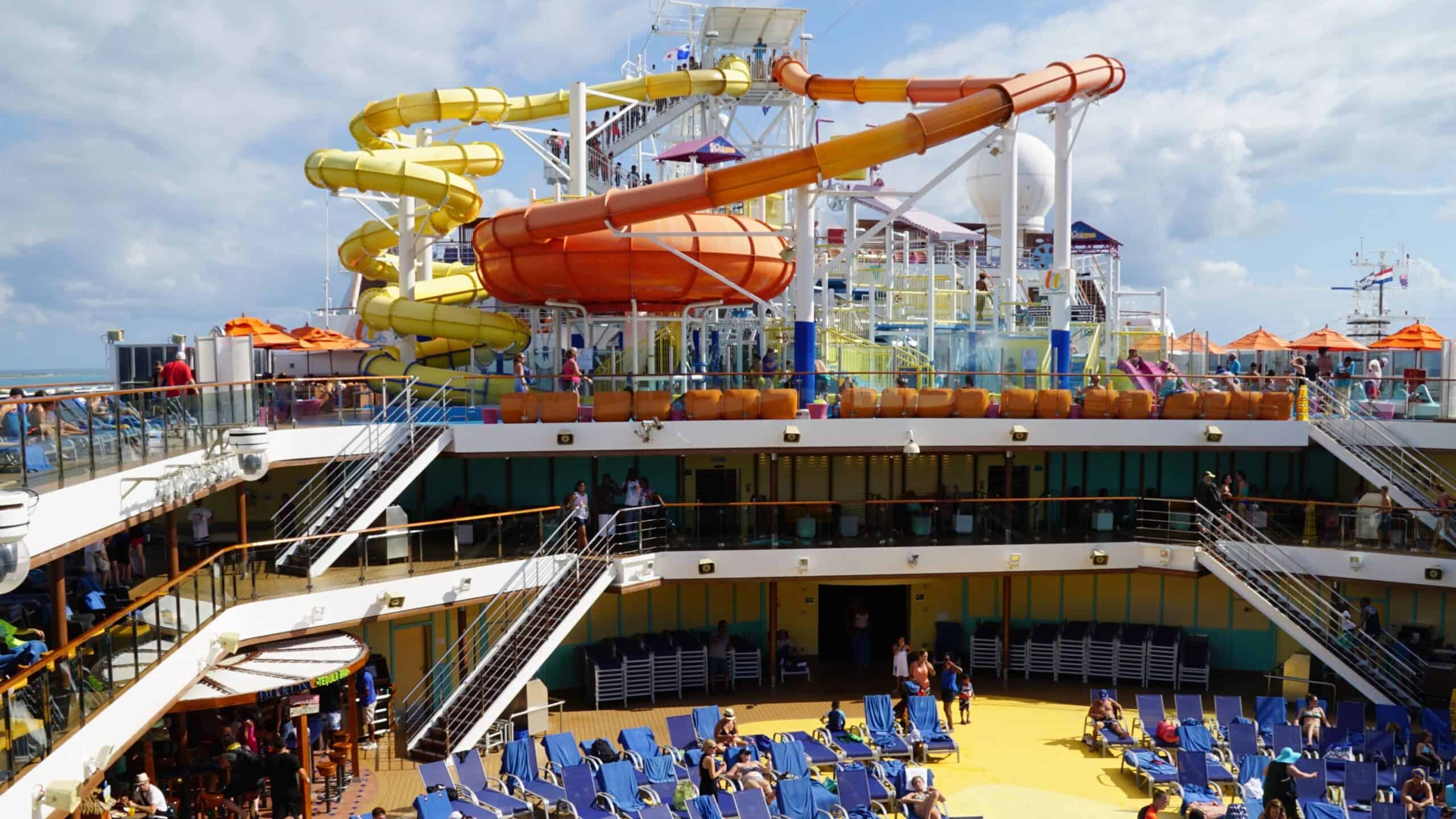 Water slides on the Carnival Breeze cruise ship
